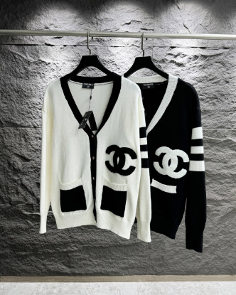 Picture of New Chanel towel embroidery knitted cardigan coat.