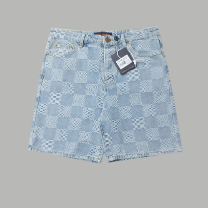 Picture of Louis lv 25ss early spring new jacquard plaid denim shorts