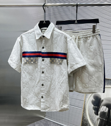 Picture of Gucci 2025ss spring and summer new casual short-sleeved shorts pants suit