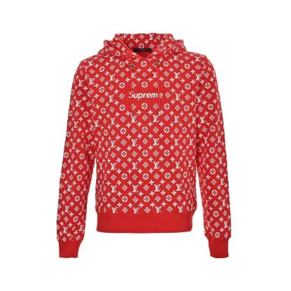 Picture of Louis Vuitton & co-branded red hooded sweatshirt with full print monogram