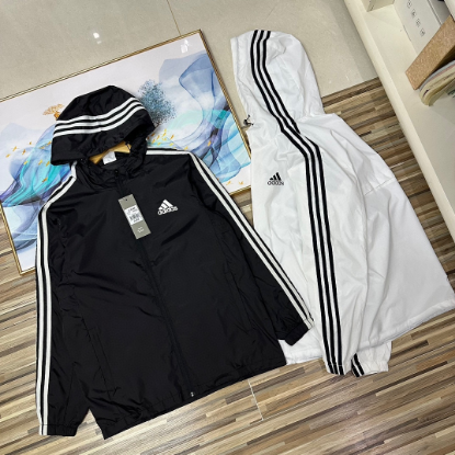 Picture of "adidas Adidas mesh sunshade men's skin coat with hooded loose version adidas Adidas spring and summer new three-bar anti-ultraviolet hooded men's and women's same style couple's skin coat"