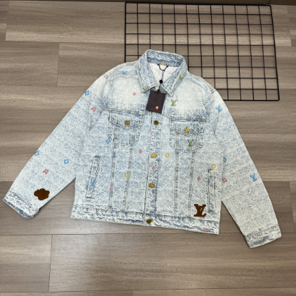 Picture of Louis Vuitton x Tyler 24ss LV small flower letter embroidered candy, lapel single-breasted denim