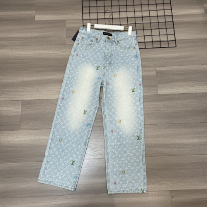 Picture of Louis Vuitton x Tyler 24ss LV small flower letter embroidered candy, lapel single-breasted jeans