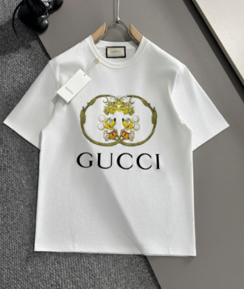 Picture of Gucci Spring/Summer 2025 New Arrivals Three Labels Complete Mercerized Cotton Crew Neck Short Sleeve T-Shirt